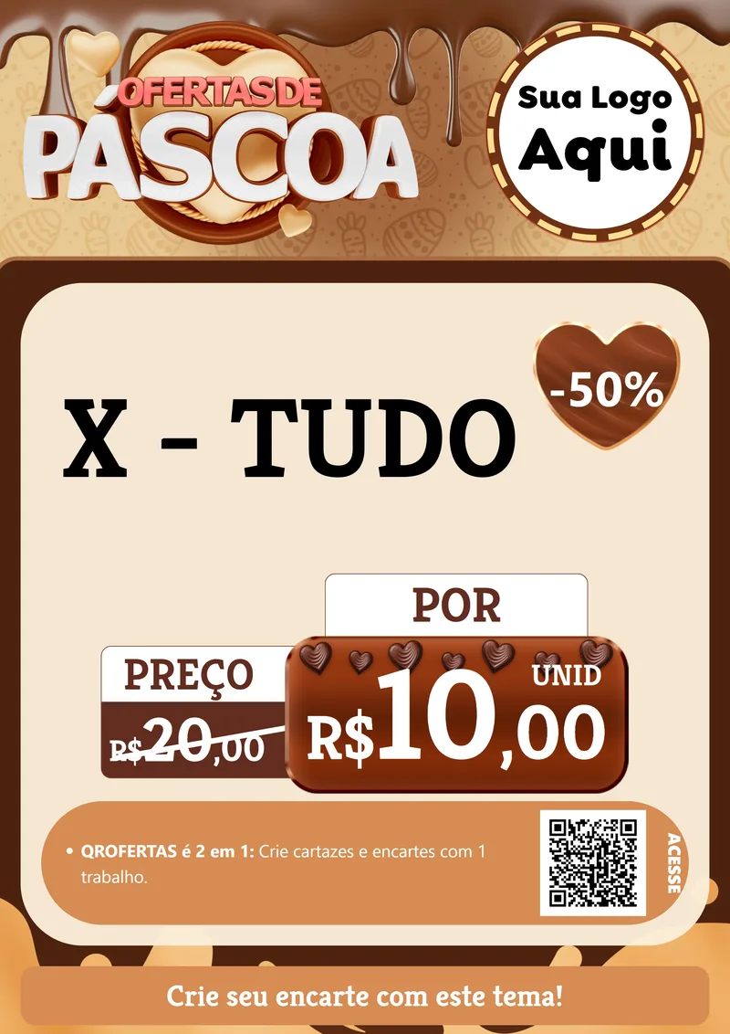 Modelo de Cartaz para Cartaz A4 Vertical com o tema Ofertas de Páscoa para Hamburgueria