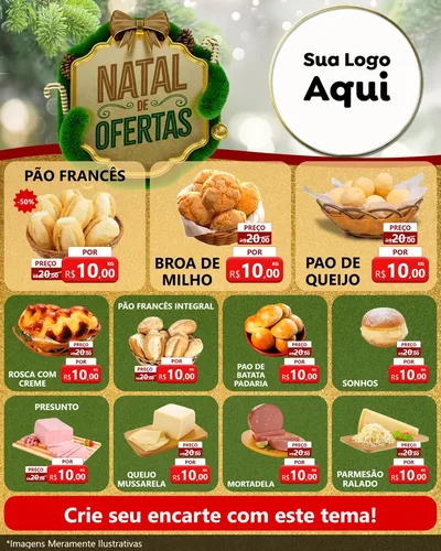 Modelo de Rede Social para Feed Instagram com o tema Ofertas de Natal para Padaria