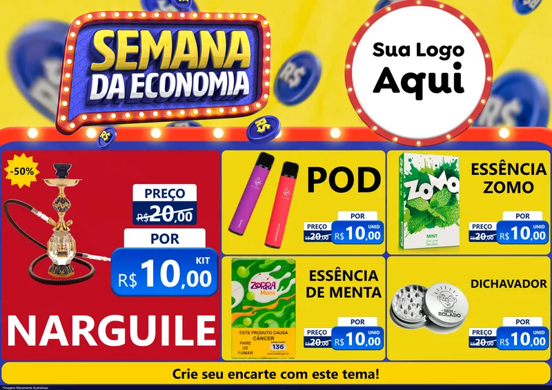 Modelo de Encarte para Encarte A4 Horizontal com o tema Semana da Economia para Tabacaria