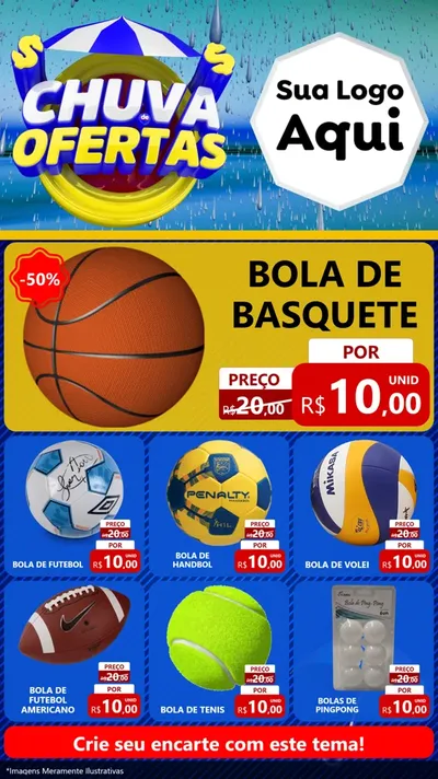 Modelo de Rede Social para Stories com o tema Chuva de Ofertas para Artigos Esportivos