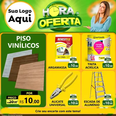 Modelo de Rede Social para Feed Facebook com o tema Hora da Oferta para Material para Construção