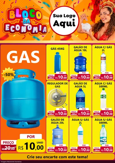 Modelo de Encarte para Encarte A4 Vertical com o tema Bloco da Economia para Água e gás