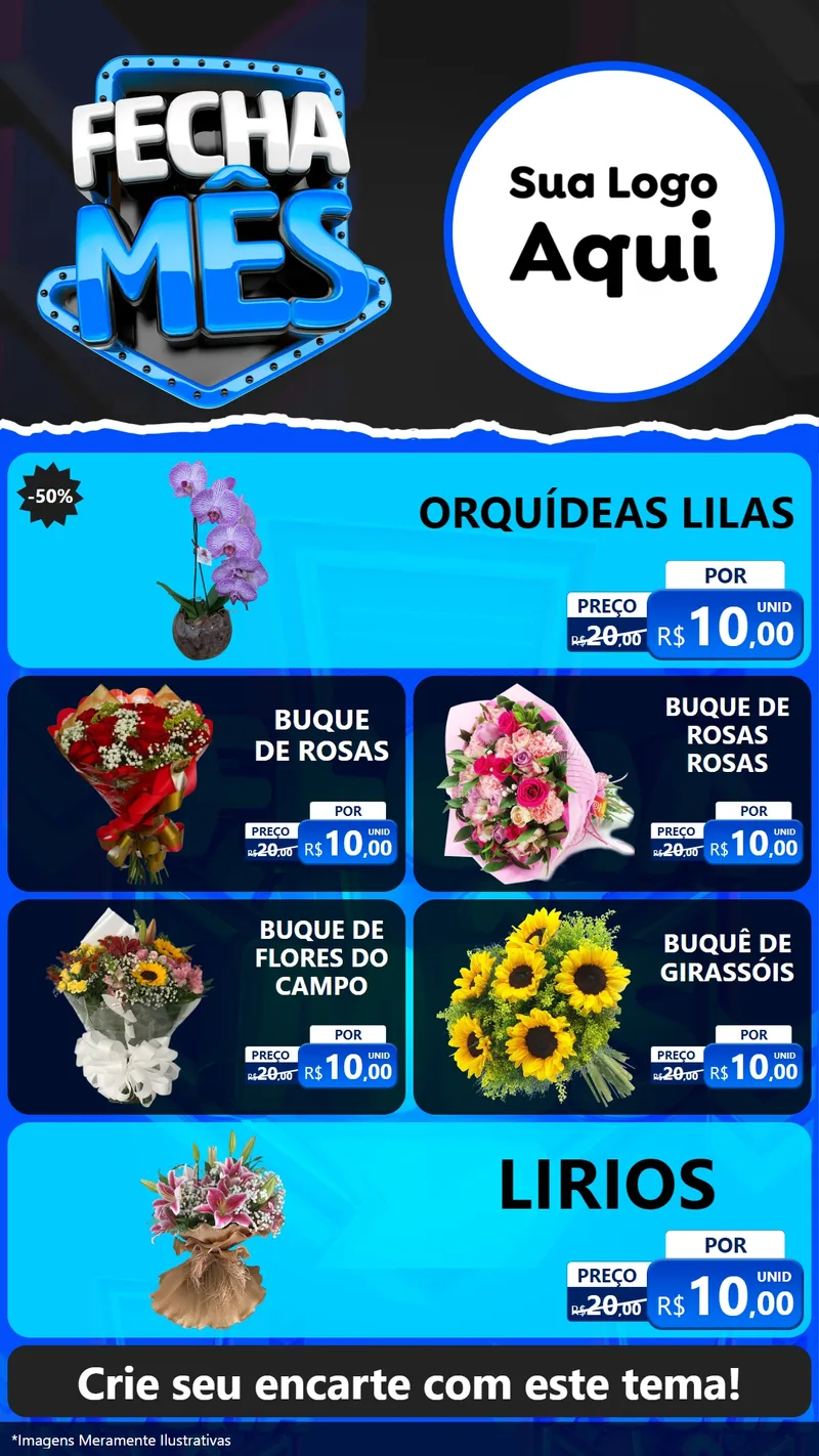 Modelo de TV para TV Vertical com o tema Fecha Mês para Floricultura e jardim