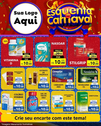 Modelo de Rede Social para Feed Instagram com o tema Esquenta de Carnaval para Farmácia
