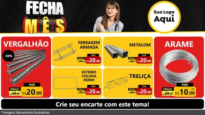 Modelo de TV para TV Horizontal com o tema Fecha Mês para Ferragens