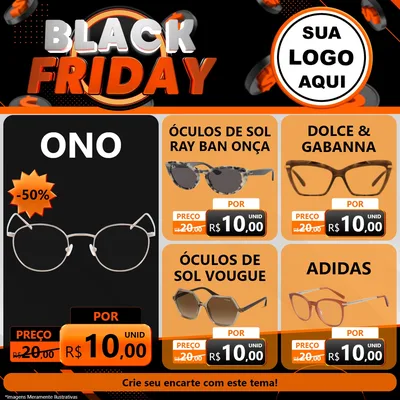 Modelo de Rede Social para Feed Facebook com o tema Black Friday para Óticas