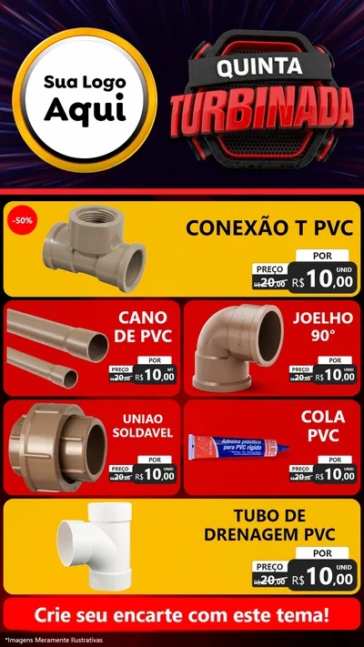 Modelo de TV para TV Vertical com o tema Quinta Turbinada para Tubos e conexões