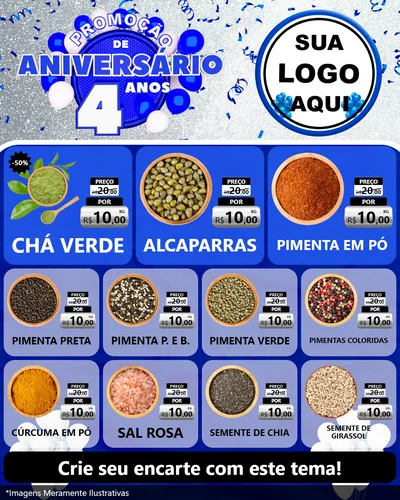 Modelo de Rede Social para Feed Instagram com o tema Promoção de Aniversário - 4 Anos para Produtos Naturais