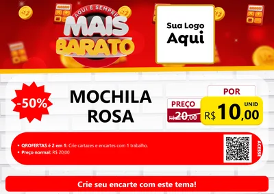 Modelo de Cartaz para Cartaz A4 Horizontal com o tema Mais Barato para Papelaria