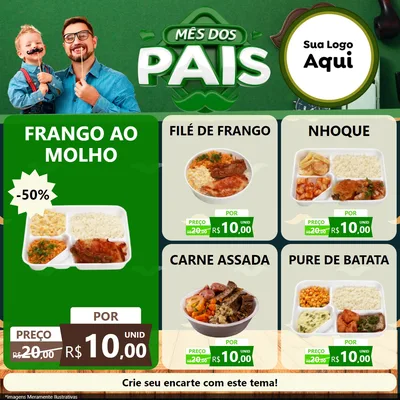 Modelo de Rede Social para Feed Facebook com o tema Mês dos Pais para Restaurante
