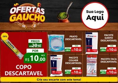 Modelo de Encarte para Encarte A4 Horizontal com o tema Ofertas Dia do Gaúcho para Embalagens