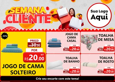 Modelo de Encarte para Encarte A4 Horizontal com o tema Semana do Cliente para Cama, Mesa e Banho