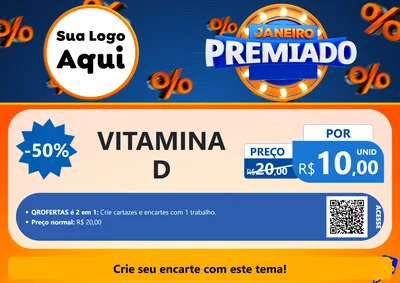 Modelo de Cartaz para Cartaz A4 Horizontal com o tema Janeiro Premiado para Farmácia