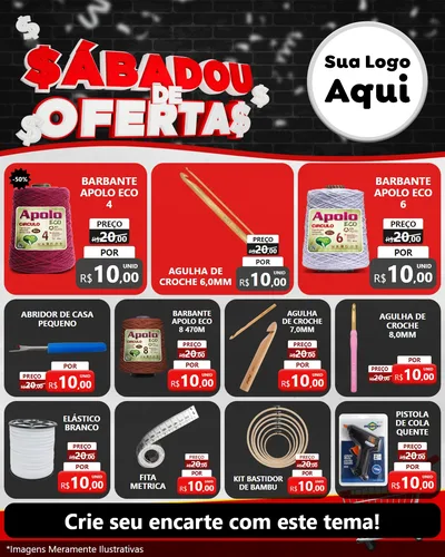 Modelo de Rede Social para Feed Instagram com o tema Sabadou de Ofertas para Armarinho e Aviamentos