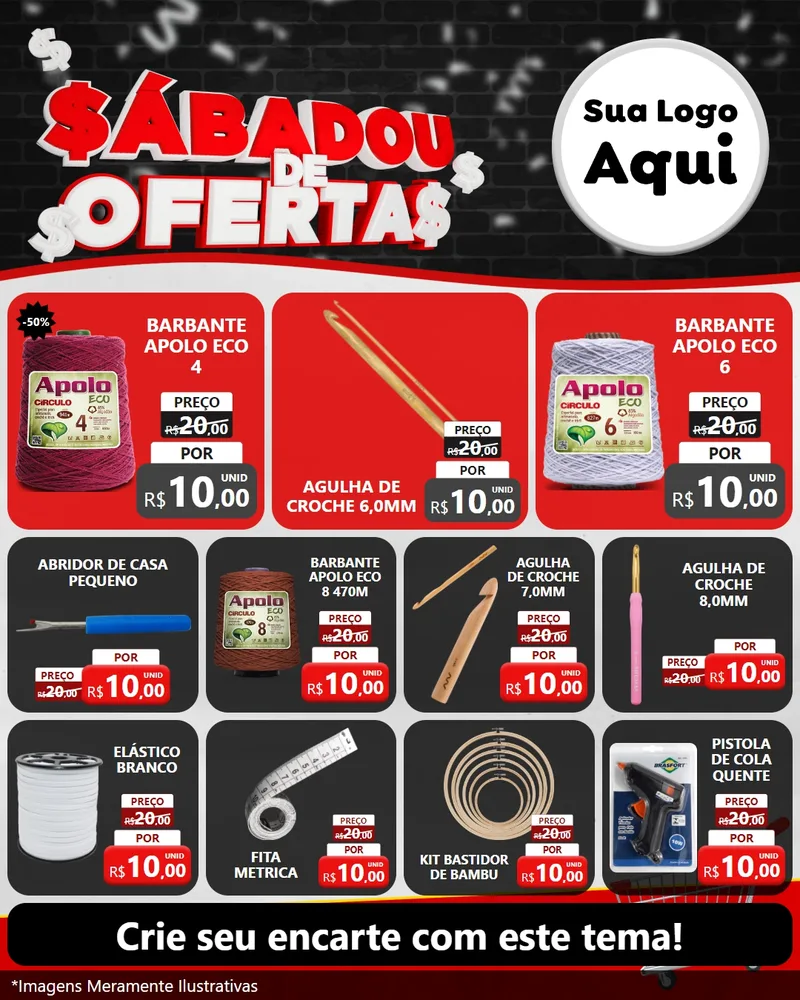 Modelo de Rede Social para Feed Instagram com o tema Sabadou de Ofertas para Armarinho e Aviamentos