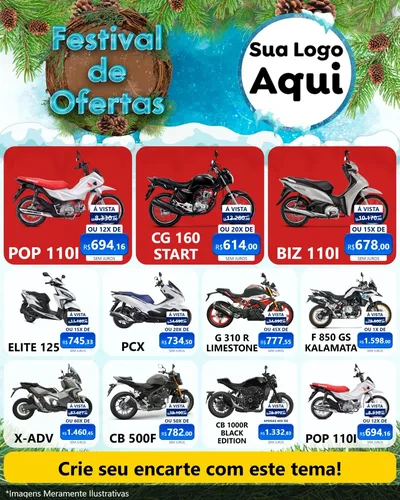 Modelo de Rede Social para Feed Instagram com o tema Festival de Ofertas - Inverno para Concessionaria de Motos