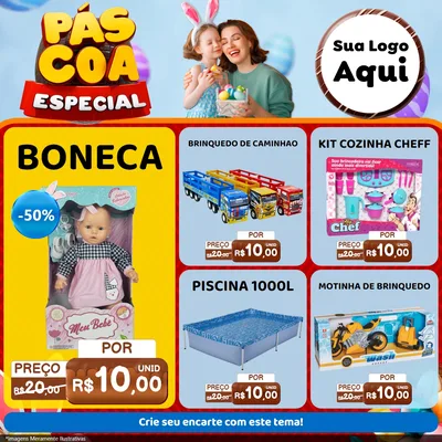 Modelo de Rede Social para Feed Facebook com o tema Páscoa Especial para Brinquedos