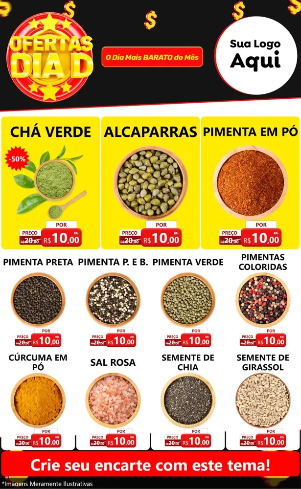Modelo de Encarte para Encarte Grande com o tema Dia D para Produtos Naturais