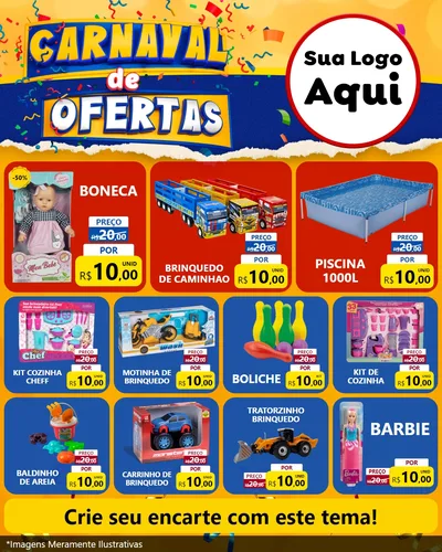 Modelo de Rede Social para Feed Instagram com o tema Carnaval de Ofertas para Brinquedos