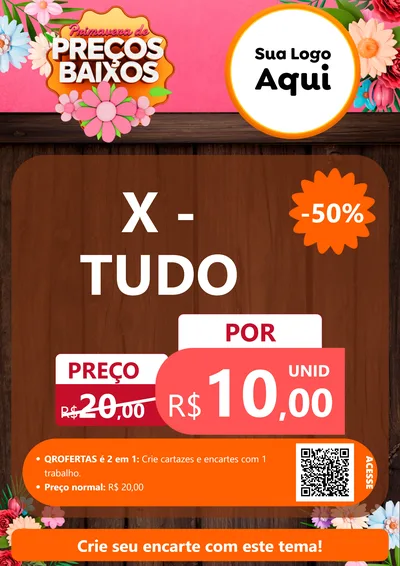 Modelo de Cartaz para Cartaz A4 Vertical com o tema Primavera de Preços Baixos para Hamburgueria