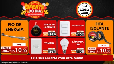 Modelo de TV para TV Horizontal com o tema Oferta do Dia - Só hoje, Aproveite! para Materiais Elétricos
