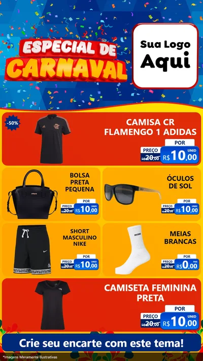 Modelo de TV para TV Vertical com o tema Especial de Carnaval para Roupas e acessórios