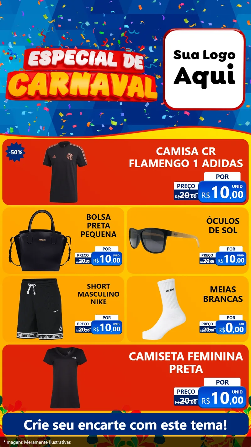 Modelo de TV para TV Vertical com o tema Especial de Carnaval para Roupas e acessórios