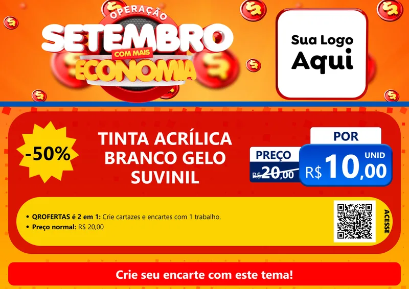 Modelo de Cartaz para Cartaz A4 Horizontal com o tema Operação Setembro Com Muita Economia para Tintas e Ferramentas
