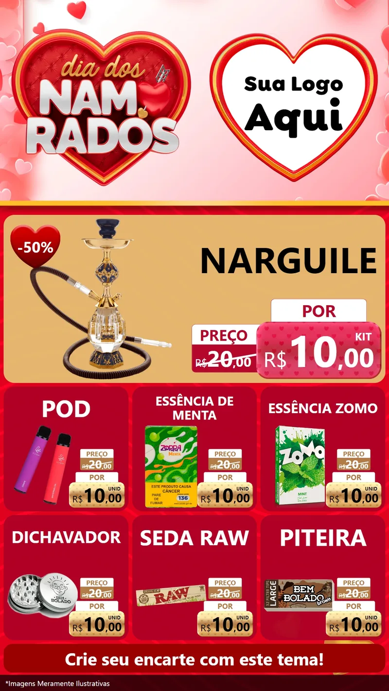Modelo de Rede Social para Stories com o tema Dia dos Namorados para Tabacaria