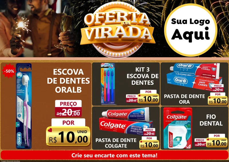 Modelo de Encarte para Encarte A4 Horizontal com o tema Oferta da Virada para Higiene Pessoal