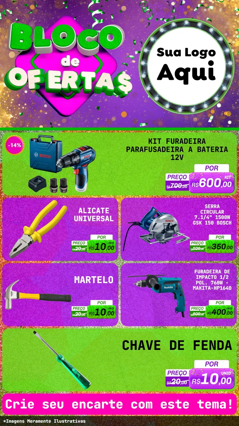 Modelo de TV para TV Vertical com o tema Bloco de Ofertas para Maquinas e Ferramentas