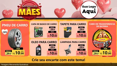 Modelo de TV para TV Horizontal com o tema Semana das Mães para Auto peças