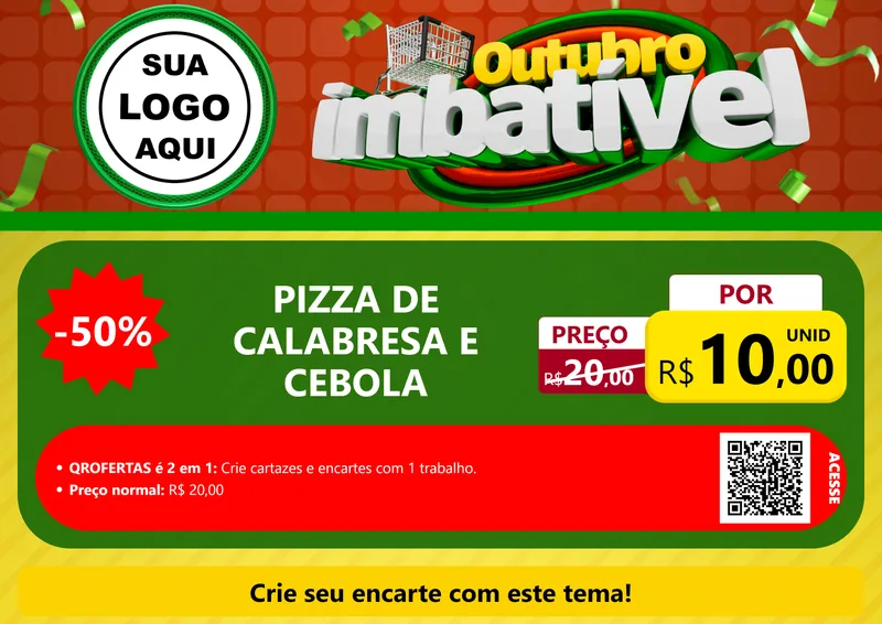 Modelo de Cartaz para Cartaz A4 Horizontal com o tema Outubro Imbatível para Pizzaria