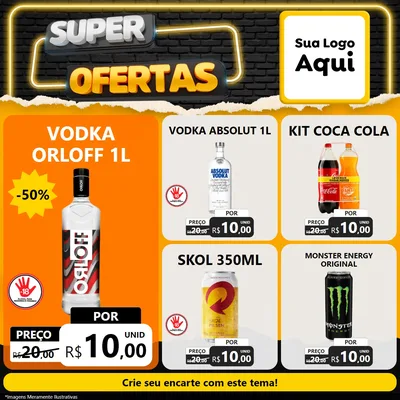 Modelo de Rede Social para Feed Facebook com o tema Super Ofertas para Distribuidora de bebidas
