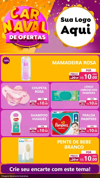 Modelo de TV para TV Vertical com o tema Carnaval de Ofertas para Bebês