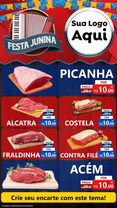 Modelo de TV para TV Vertical com o tema Festa Junina para Açougue