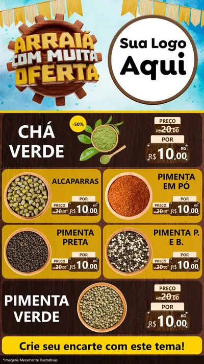 Modelo de TV para TV Vertical com o tema Ofertas de São João - Junina para Produtos Naturais