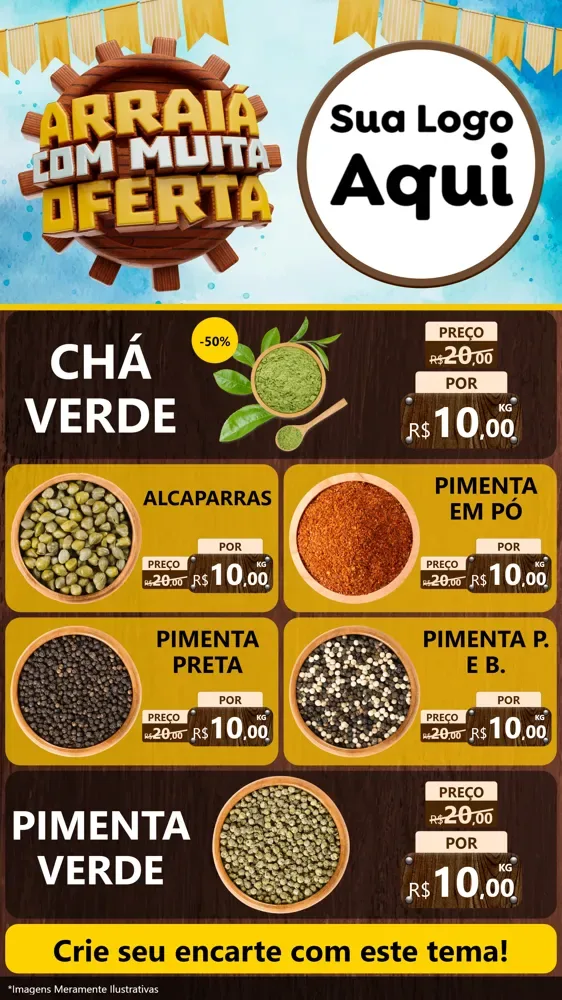 Modelo de TV para TV Vertical com o tema Ofertas de São João - Junina para Produtos Naturais