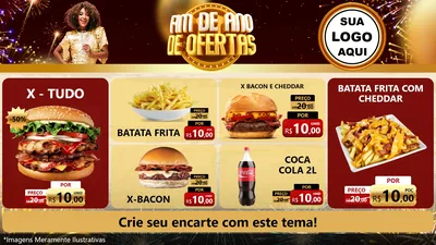 Modelo de TV para TV Horizontal com o tema Fim de Ano de Ofertas para Hamburgueria