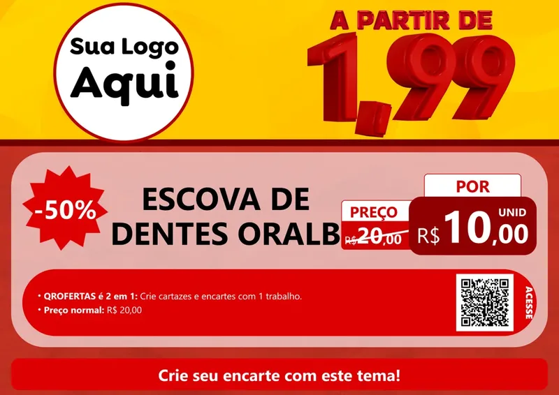 Modelo de Cartaz para Cartaz A4 Horizontal com o tema A Partir de Um e Noventa e Nove - 1,99 para Higiene Pessoal