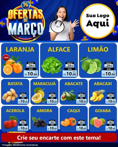 Modelo de Rede Social para Feed Instagram com o tema Ofertas de Março para Hortifrúti