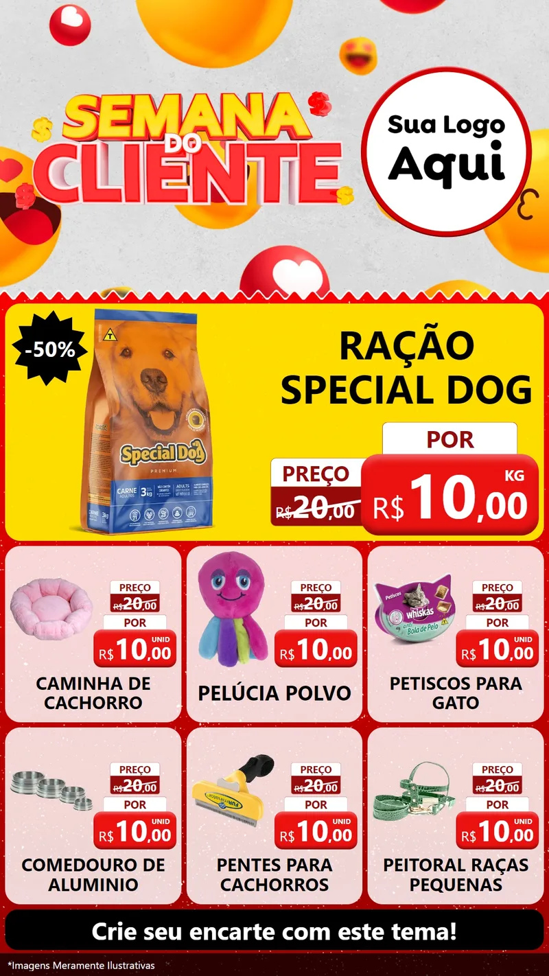 Modelo de Rede Social para Stories com o tema Semana do Cliente para Pet Shop