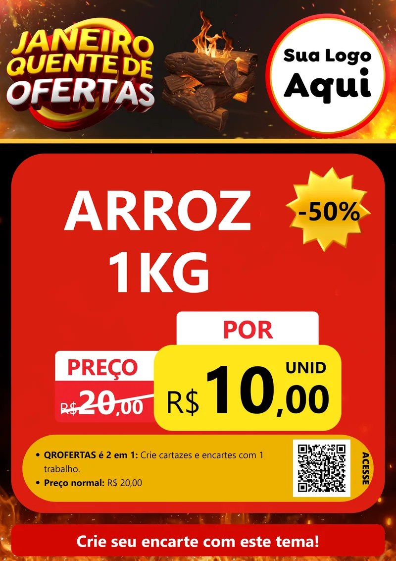 Modelo de Cartaz para Cartaz A4 Vertical com o tema Janeiro Quente de Ofertas para Supermercado