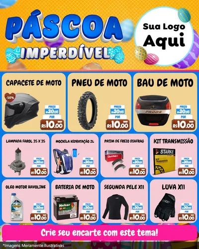 Modelo de Rede Social para Feed Instagram com o tema Páscoa Imperdível para Moto peças
