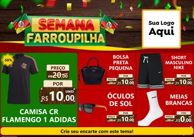 Modelo de Encarte para Encarte A4 Horizontal com o tema Semana Farroupilha para Roupas e acessórios