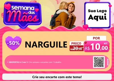 Modelo de Cartaz para Cartaz A4 Horizontal com o tema Semana das Mães para Tabacaria