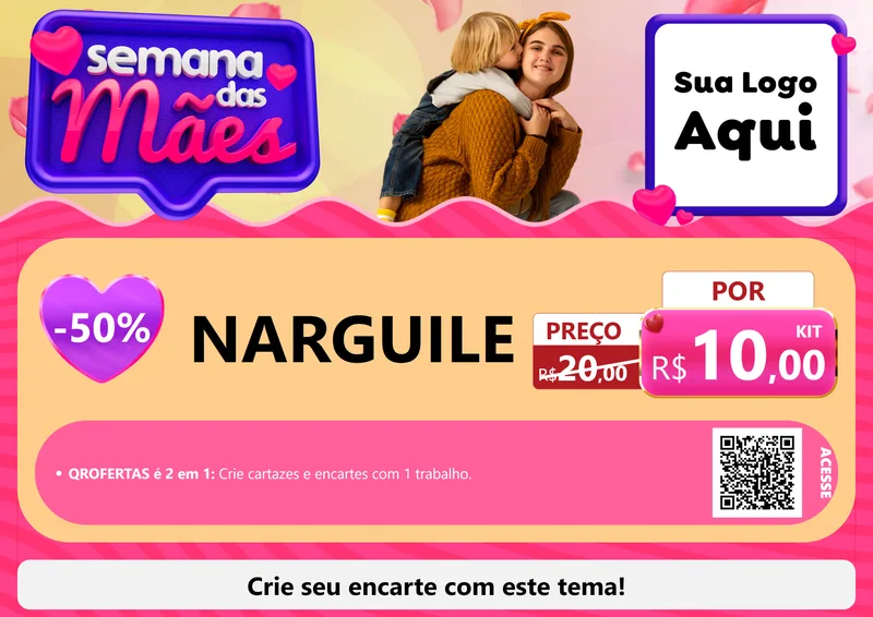 Modelo de Cartaz para Cartaz A4 Horizontal com o tema Semana das Mães para Tabacaria