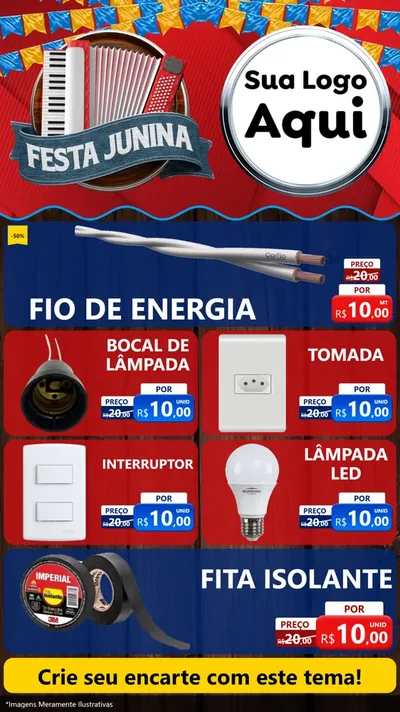 Modelo de TV para TV Vertical com o tema Festa Junina para Materiais Elétricos