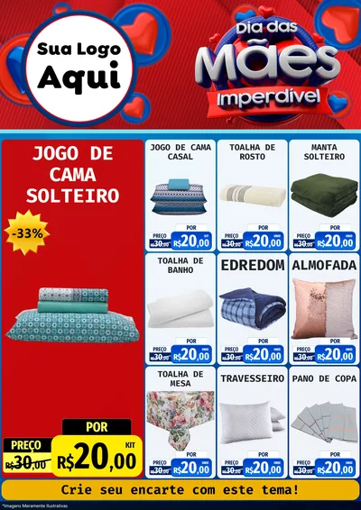 Modelo de Encarte para Encarte A4 Vertical com o tema Dia Das Mães Imperdível para Cama, Mesa e Banho