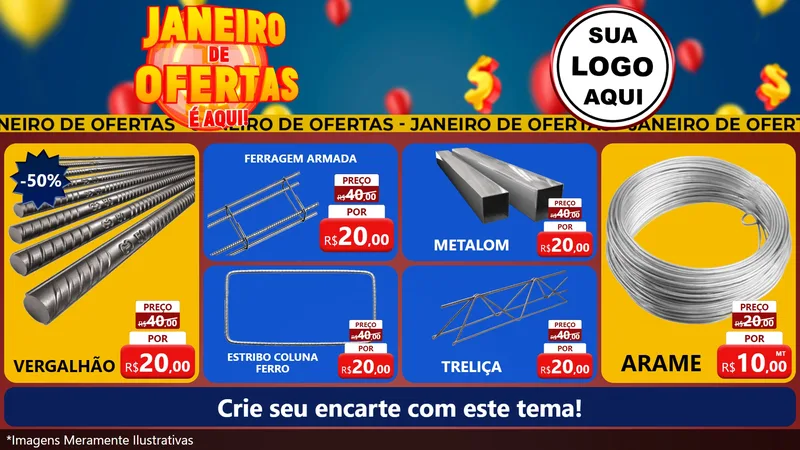 Modelo de TV para TV Horizontal com o tema Janeiro de Ofertas É Aqui! para Ferragens